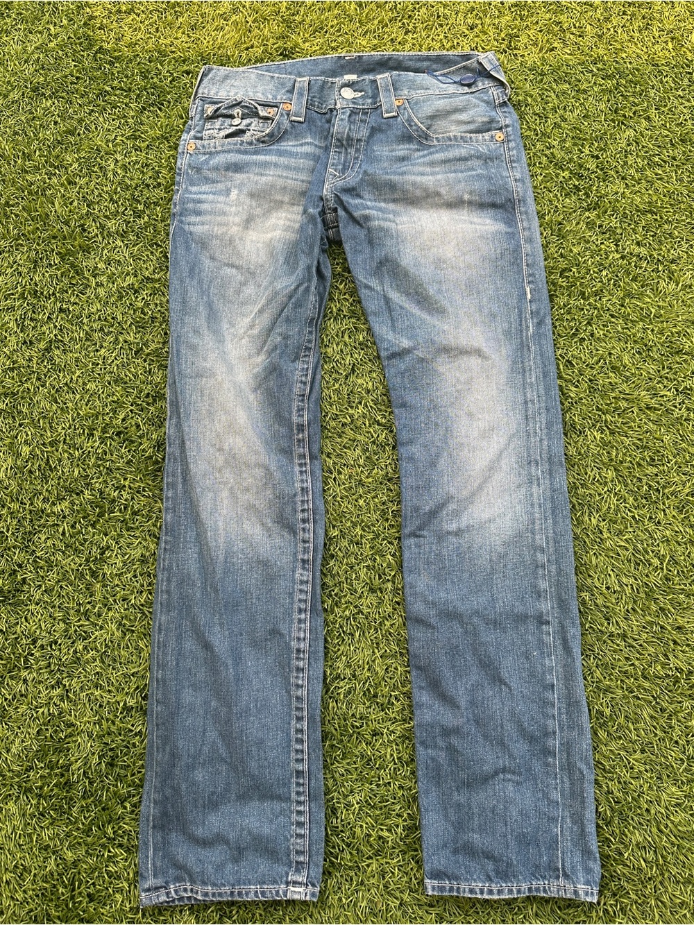 True Religion Men's Slim Straight Blue Jeans